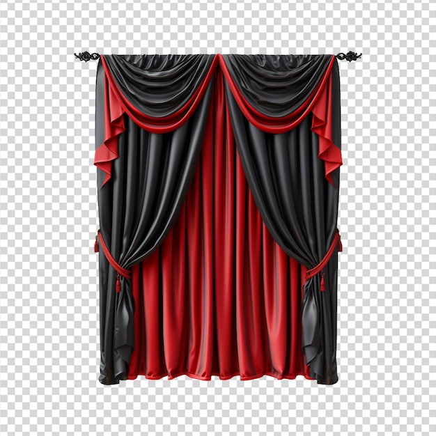 Tenda di seta nera e rossa su sfondo trasparente