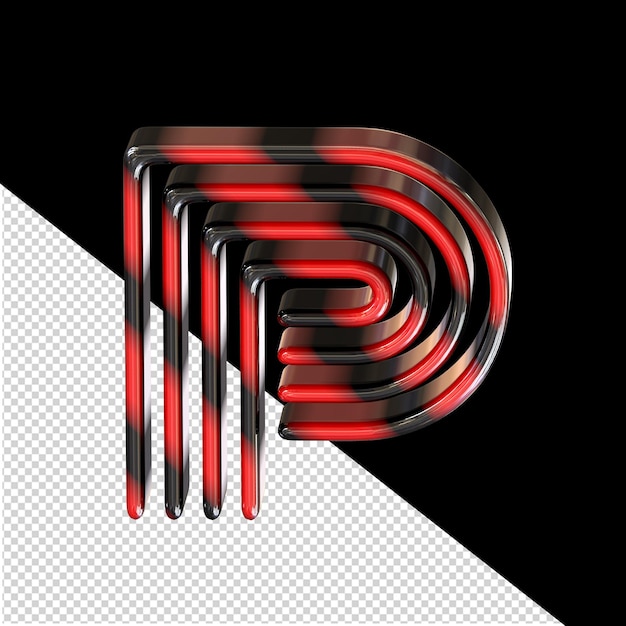 PSD black and red symbol letter p