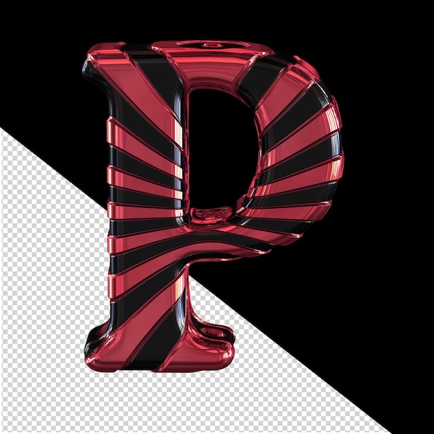 PSD black and red symbol letter p