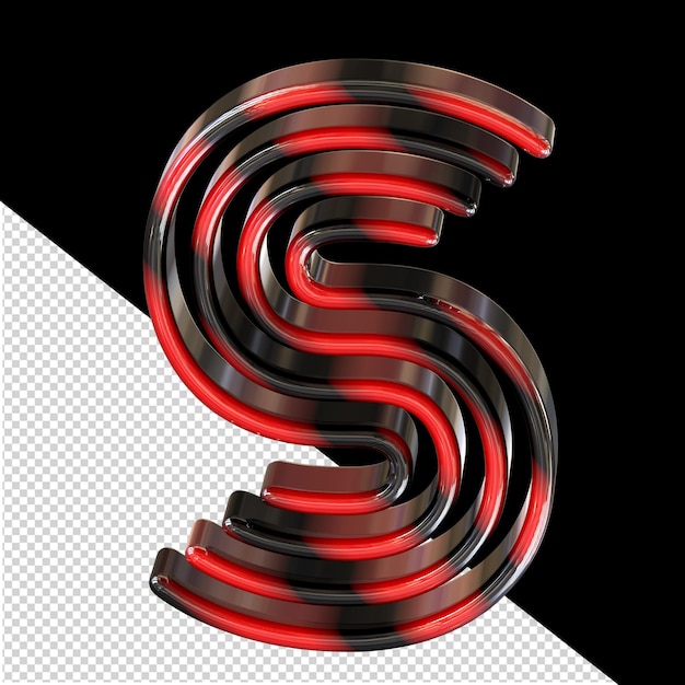 black and red symbol letter s