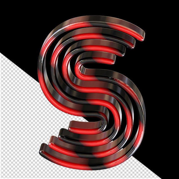 PSD black and red symbol letter s