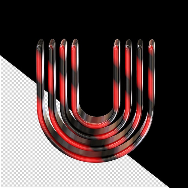 PSD black and red symbol letter u