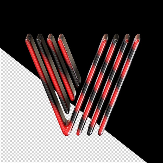 Black and red symbol letter v