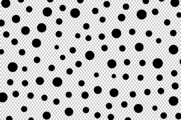 Black repetitive dots pattern isolated on transparent background