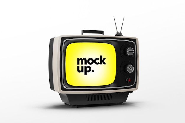 Black retro tv mockup con sfondo bianco