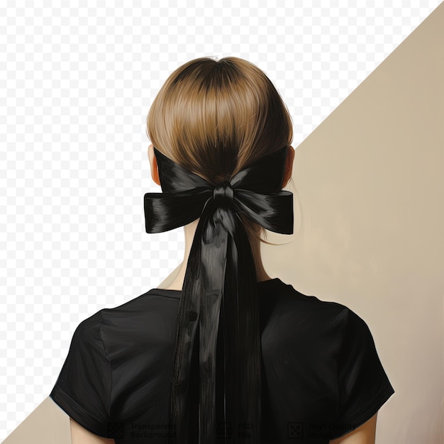 PSD black ribbon around neck isolated on transparent background