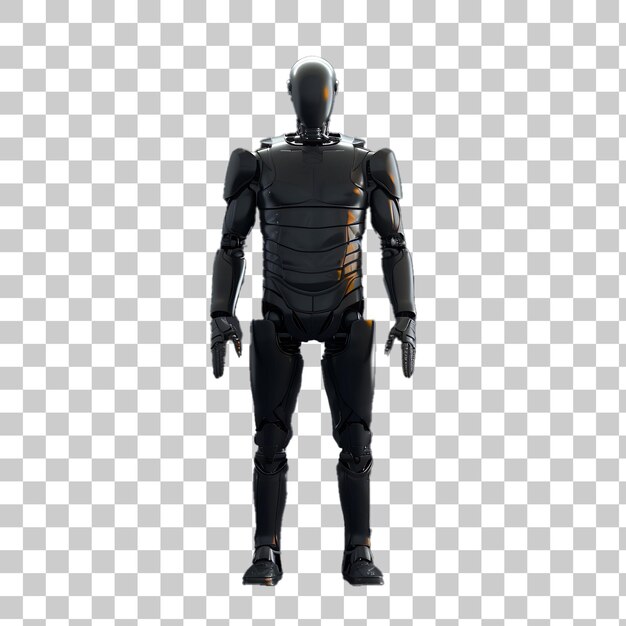 PSD black robot standing on white background