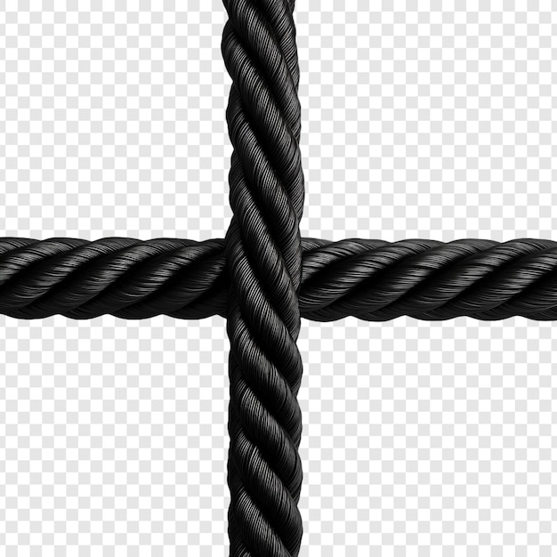 PSD black rope isolated on transparent background
