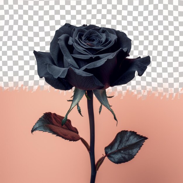 PSD una rosa nera con uno sfondo rosa e un quadrato bianco sullo sfondo