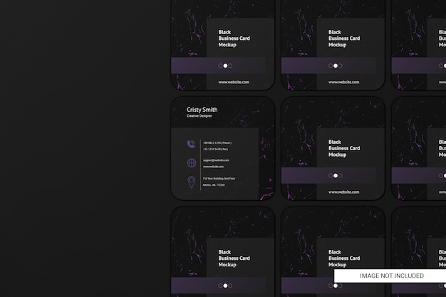 PSD mockup quadrato nero arrotondato biglietto da visita