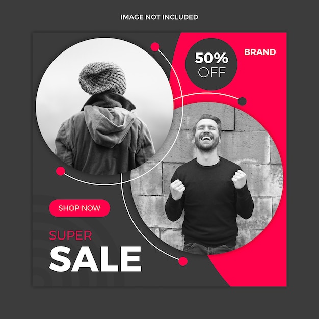 Black sale social media instagram post template 