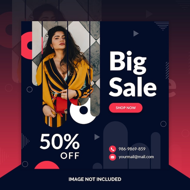 Black sale social media instagram post template