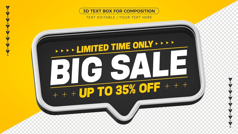  Black sale text box with up to 35% discount for composition