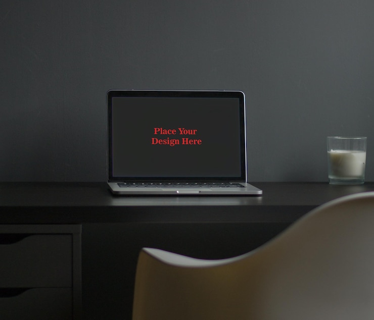PSD black school laptop mockup psd design