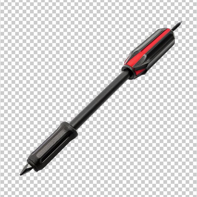 PSD black screwdriver with red handle isolated on white background