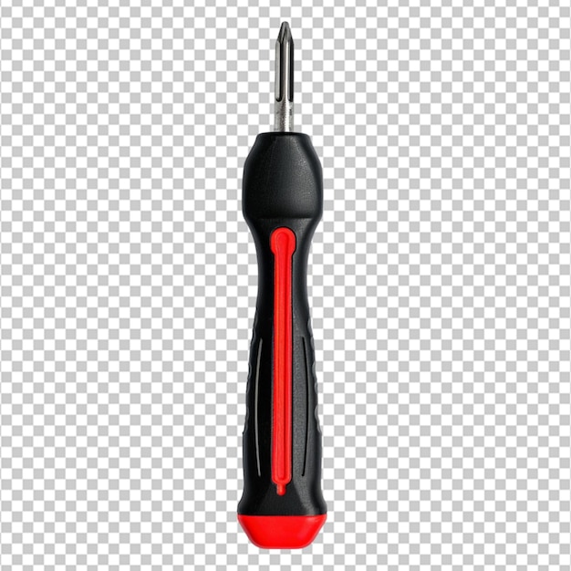 PSD black screwdriver with red handle isolated on white background