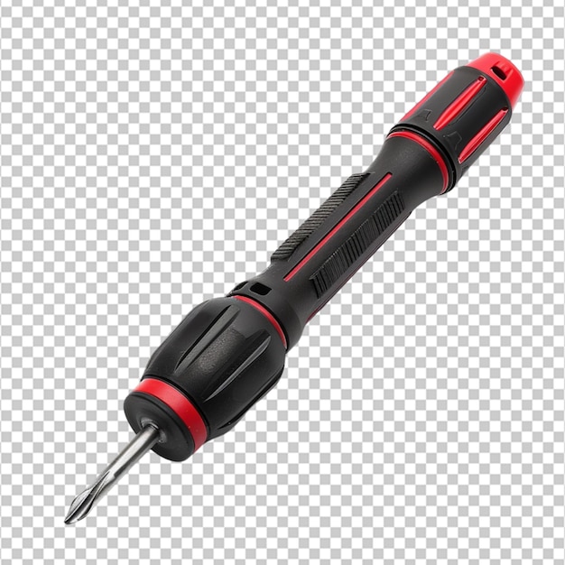 PSD black screwdriver with red handle isolated on white background