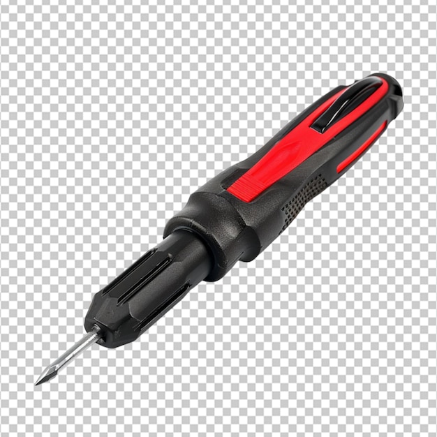 Black screwdriver with red handle isolated on white background