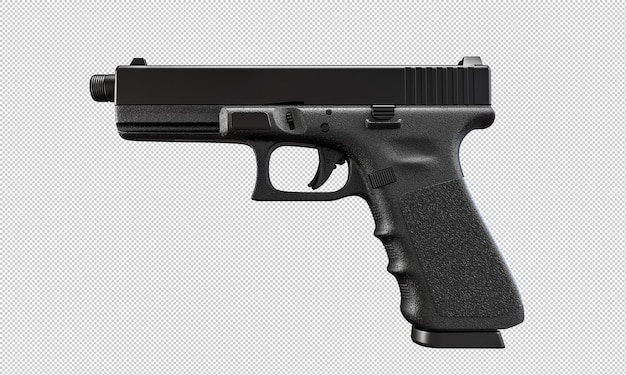 Black semiautomatic pistol isolated on white