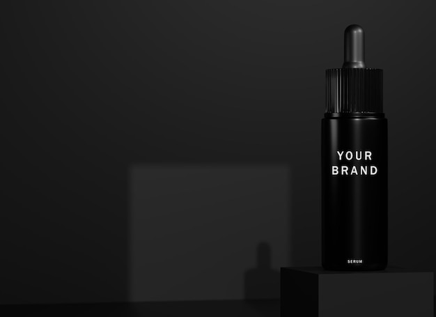 Black serum skincare realistic mockup