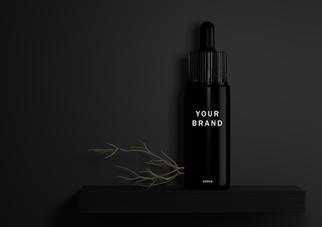 Black serum skincare realistic mockup