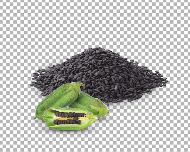 PSD black sesame seeds isolated on white background