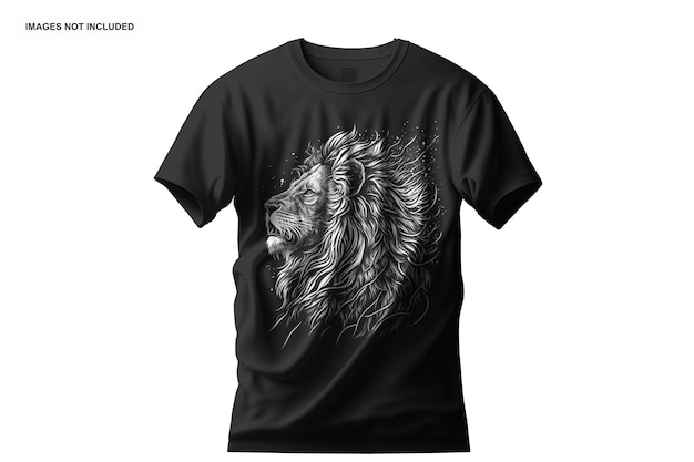 A black shirt with a lion's head on it