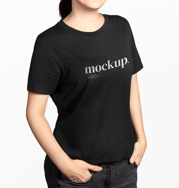 PSD mockup donna camicia nera