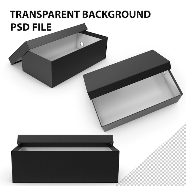 PSD black shoe box open png