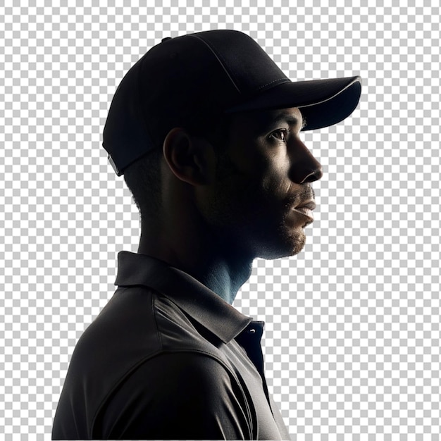 PSD black silhouette closeup of male golf player