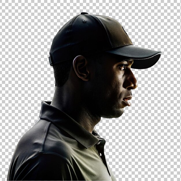 PSD black silhouette closeup of male golf player