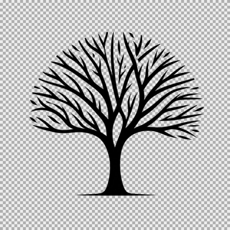 PSD black silhouette tree on a transparent background