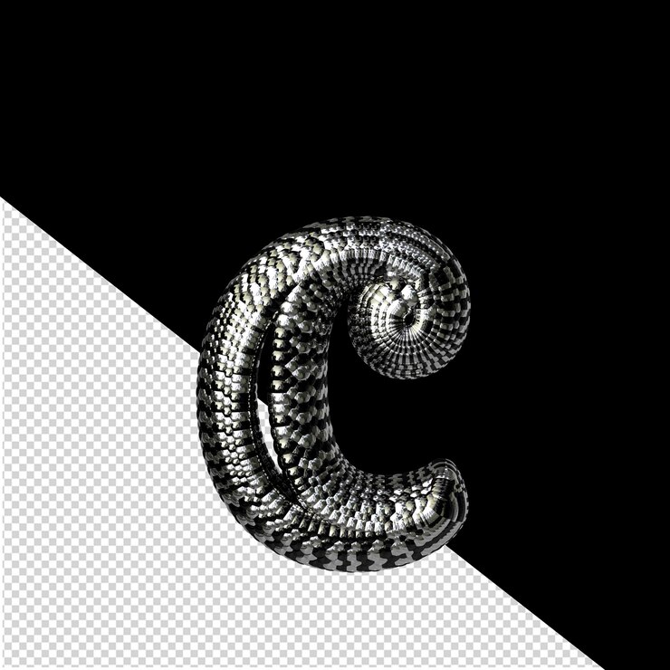 PSD black and silver symbol letter c