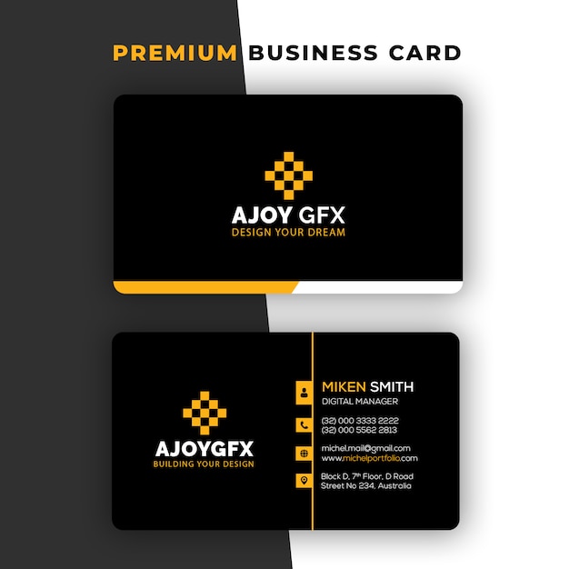 Black simple business card template