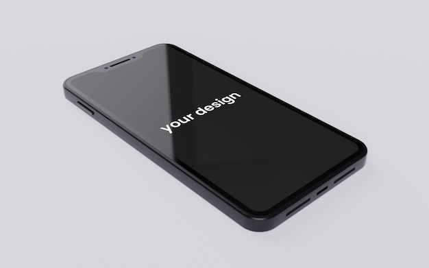 Mockup di smartphone nero su sfondo bianco