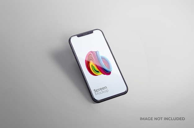 分離された黒いスマートフォン画面モックアップ