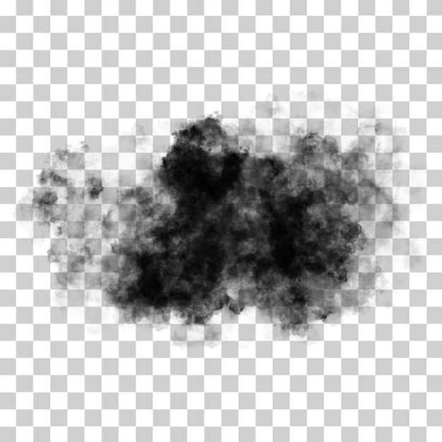 Nube di fumo nera isolata su uno sfondo trasparente