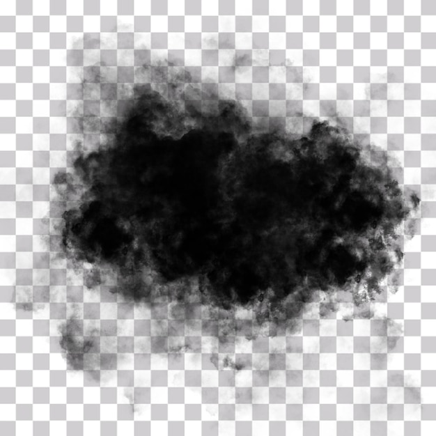 Nube di fumo nera isolata su uno sfondo trasparente
