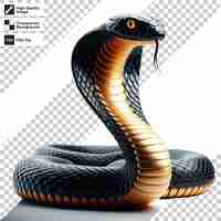 PSD a black snake with a gold eye and a black snake on its back