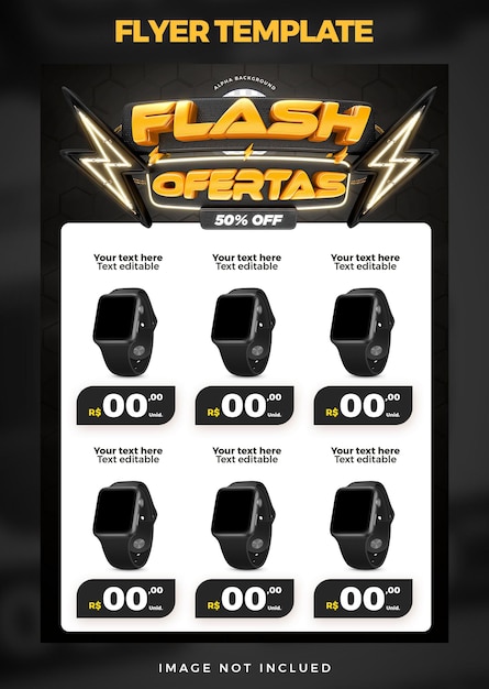 Black social media flash offers promotion flyer template 3d render