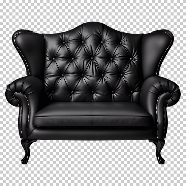 PSD black sofa isolated on transparent background