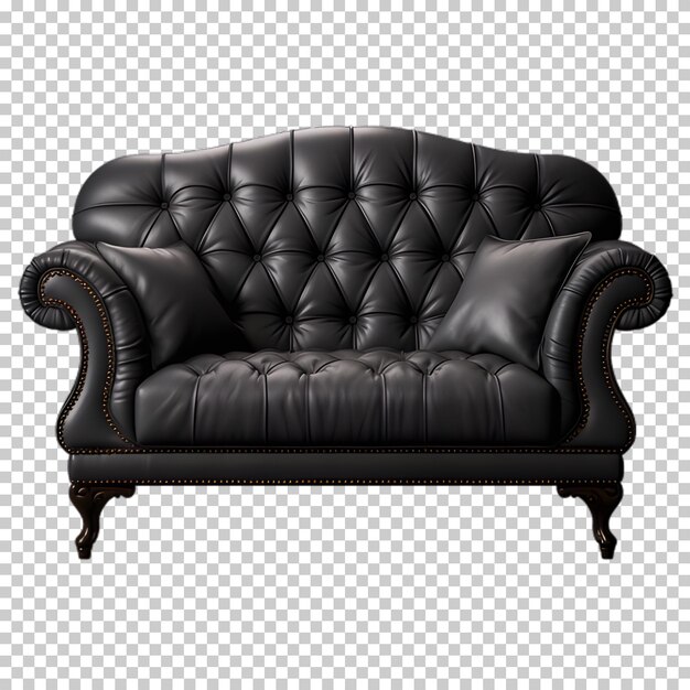 PSD black sofa isolated on transparent background