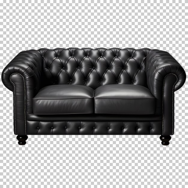 PSD black sofa on transparent background