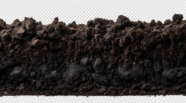 PSD black soil isolated on transparent background generative ai