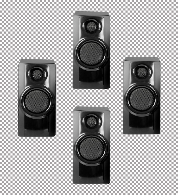 PSD 白い背景の黒い音声スピーカー
