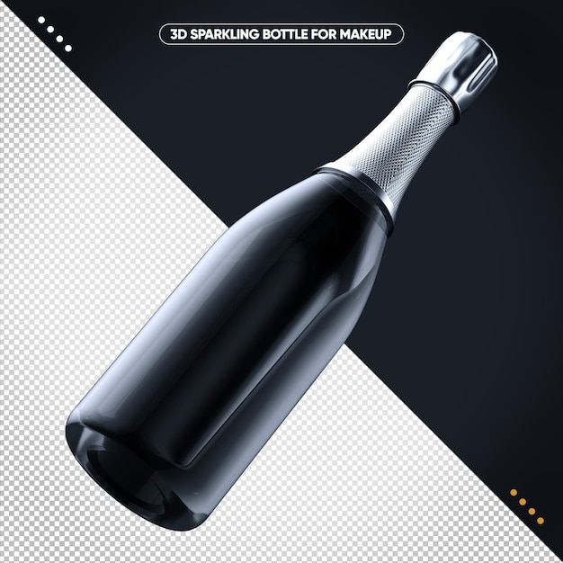 Black sparkling bottle with golden silver floating around