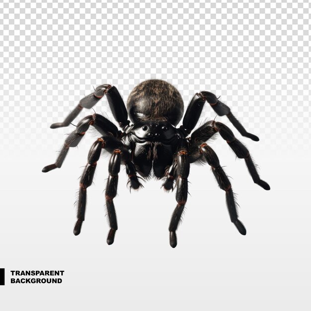 PSD black spider on transparent background