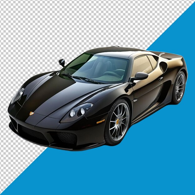 PSD a black sports car on transparent background