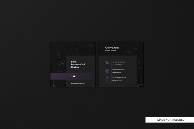 Black square business card mockup