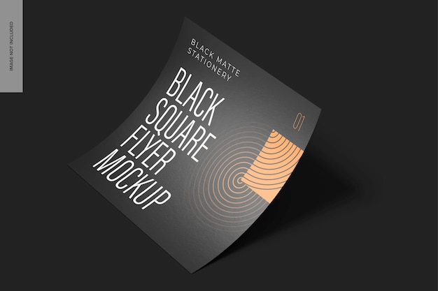 PSD black square flyer mockup, falling